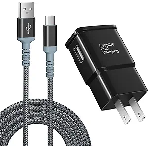 Adaptive Fast Charging Wall Charger with USB C Cable 10Ft, Excgood Fast Charger Power Adapter USB Type C Cable Fast Charging Compatible with Galaxy S25 S24 S23 S22 S21 S8 S9 S10 A15 A03s Android Phone