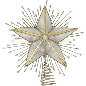 Kurt Adler 10-Inch 5-Point Capiz Star Treetop with Rays and Beads
