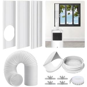 Hyphen-X Portable Air Conditioner Window Vent Kit, with 5.9" Exhaust Hose, 3 Slide Seal Plates, Universal Coupler, Adjustable AC Vent Kit for Ducting Universal for Horizontal & Vertical Windows