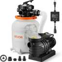 VEVOR FlashPure Sand Filter Pump, 12 in for Above Ground Pool, 0.5 HP 3000 GPH, Swimming Pool Filter System with Timer, 6X Faster Filtration, Media Installed, Leak-Resistant, Ready to Use Out of Box