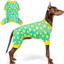 KYEESE Dog Pajamas Velvet Dog Pajamas Large Sized Dogs Soft Dogs Clothes Pjs with Yellow Ducks Pattern Stretchy Pet Jammies Coat Comfy Pet Onesie Costume, 3X-Large (XXX-Large (60-80lbs))