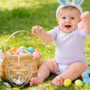 HOWAF 2026 My First Easter Ornament for Baby Boy, Heart Acrylic Keepsake with Blue Gift Box & White Ribbon, Newborn First Easter Souvenir Easter Tree Decor for Nursery