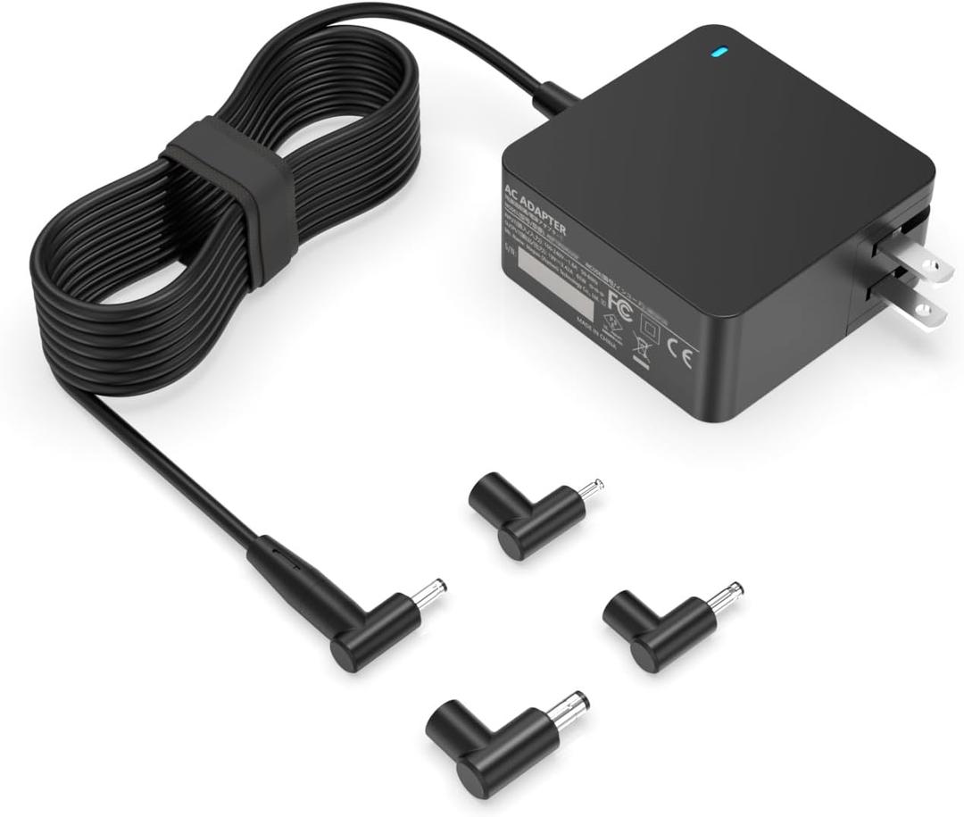 Dexpt Charger Compatible with ASUS Laptop Round Port, Laptop Charger Replacement for VivoBook, ZenBook & More, 65W/45W/33W, LED Indicator, 7.5 ft Power Cord