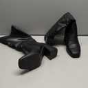 Coutgo Women's Knee High Boots Wide Calf Square Toe Chunky Heeled Pull-on Boot (9.5, Black)