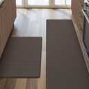 DEXI Kitchen Floor Mats Cushioned Anti Fatigue,17x29+17x59, Standing Runner Rug Waterproof, Comfort Memory Foam Padded for Front Sink Laundry Set of 2, Brown