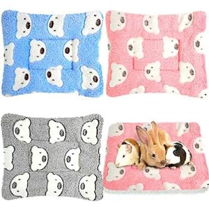 Jetec 3 Pcs Bunny Guinea Pig Beds Soft Bunny Mats Warm Guinea Pig Mat Small Animal Winter Bed Pads Fleece Sleeping Pads for Indoor Rabbit Hamster Squirrel Hedgehog Chinchilla Ferret(Bear)