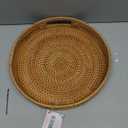 Rattan Round Serving Tray, Decorative Coffee Table Tray, Ottoman Hand Woven Serving Basket with Handles, Wicker Fruit/Bread Serving Basket, 11.8 inch (Natural)