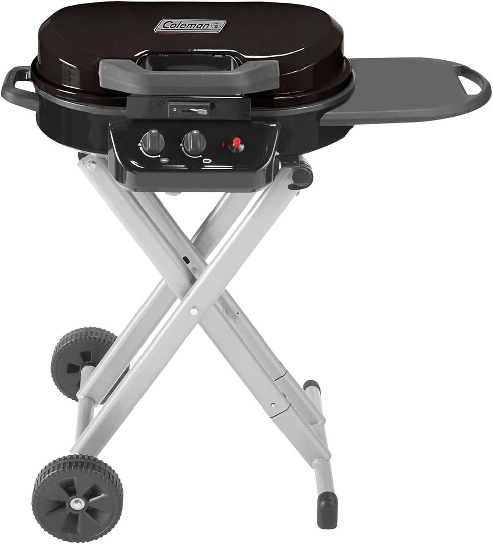 Coleman RoadTrip 225: Portable Propane Grill, Gas Grill with Push-Button Start, Foldable Legs & Wheels, Side Table, and 11k BTUs (Black)