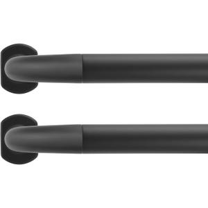 2 Pack 1Inch Diameter Wrap Around Curtain Rods, 48-84Inch Adjustable Length Room Darking Curtain Rods with Aluminum Finials and Brackets, Matte Black