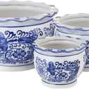 HakkaGirl Blue and White Planters, Succulent Pots Ceramic Plant Pots Indoor with Drainage for Home Dcor - Set of 3