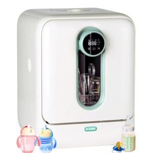 ICUIRE Baby Bottle Washer and Sterilizer and Dryer, 131-167F High Temperature Sterilize for Baby Stuff, 3.2L Water Tank to Clean Bottles, Pump Part &Pacifiers&Bowl, Newborn Parents One-Hand Operation