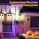5PCS Halloween Hanging Ghosts, Large Size Lighted Glowing Ghost with Witch Hat Halloween Decorations Ornaments Outdoor Indoor for Home Yard Patio Garden Tree Party Outside
