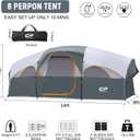 CAMPROS CP Tent 8 Person Camping Tents, Weather Resistant Family Tent, 5 Large Mesh Windows, Double Layer, Divided Curtain for Separated Room, Portable with Carry Bag