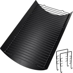 Hiorucet 20 Inches Grill Ash Pan Drip Pan for Chargriller 5050, 5650, 5072, 2823, 2123, 2223 Charcoal Grills, Chargriller Model 200157 and Grate Hanger Model 200024 for Char-Griller Replacement Parts
