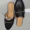 KIDMI Women's Buckle Mules Comfortable Dressy Flats Business Casual Loafers Slip On, Backless (Black) 42