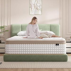 EEN EEN SLEEP King Mattress, 12 Inch King Size Hybrid Mattress with Gel Memory Foam & Independent Pocket Springs, Pressure Relief, Strong Edge Support, Medium Firm Feel, CertiPUR-US