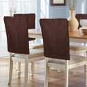 Brown Chair Back Covers for Dining Chairs 4 Pack, Washable Removable Chair Slipcover Back Chair Protector for Wedding Baby Shower Party Vintage Farmhouse Leather Texture Solid Color