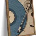 REZFGU Vintage Record Player Wall Art Canvas Framed Poster Painting Print Picture, Retro Vinyl Turntable Artwork, Music Lover Aesthetic Decor for Living Room Bedroom Studio Home Decoration 16x24 Inch