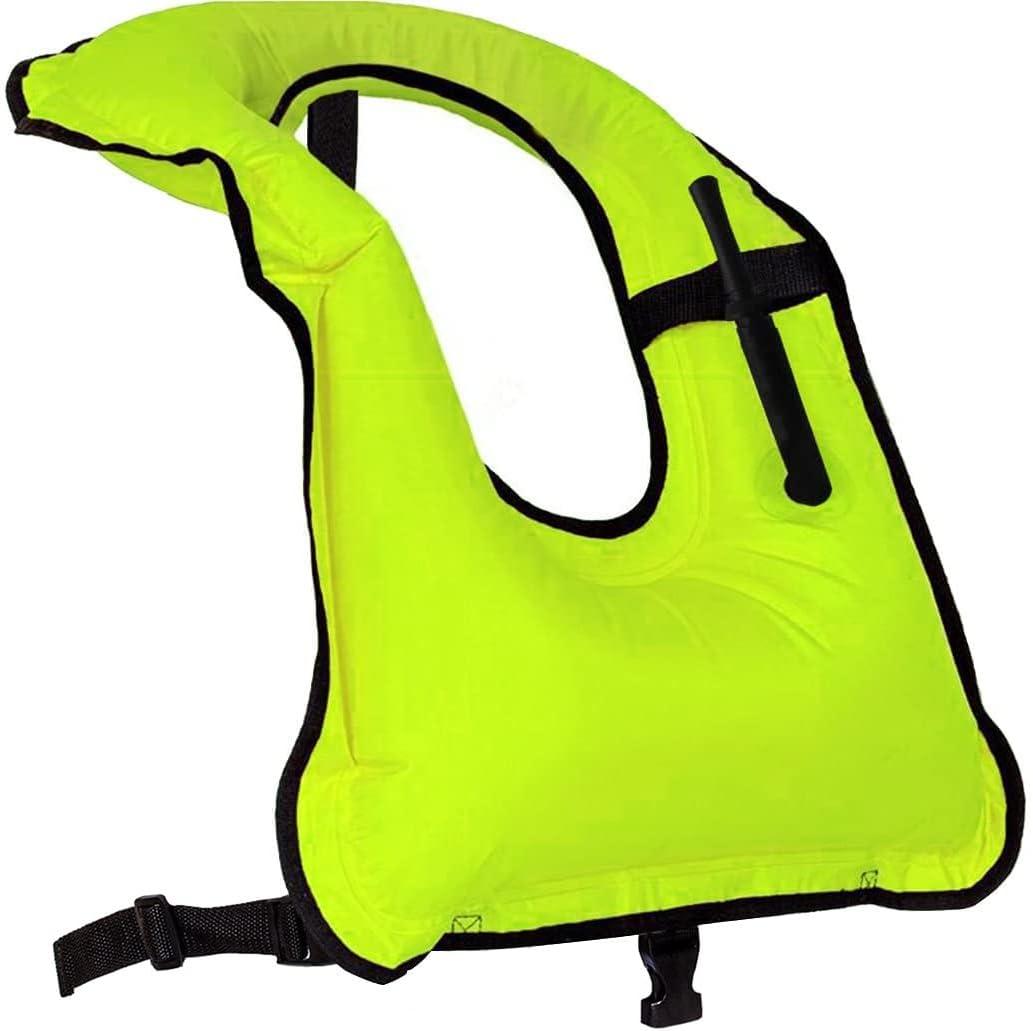 Inflatable Snorkel Vest Adults Swim Vest Portable Snorkeling Jackets for Diving Swimming Kayaking Surfing Safety Load Up to 220 Ibs (Green)
