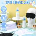 Leinuosen 24 Pcs Baby Shower Blindfold Feeding Game Set Include 6 Plastic Chug Bottles 6 Bib and 12 Eye Mask Blindfold Baby Feeding Bottle Chug Game for Adult Gender Reveal Party Supplies(Blue)
