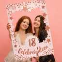 Cheerland 18Th Birthday Photo Booth Selfie Frame Milestone Party Props Rose Gold for 18th Birthday Anniversaries Success Party Supplies
