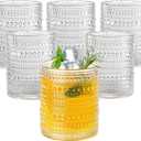 Amyoole 12oz Hobnail Drinking Glasses Set of 6,Clear Vintage Glassware Embossed Water Tumbler,Cocktail Glass Cups for Beer,Whiskey,Juice and Various Mixed Drinks