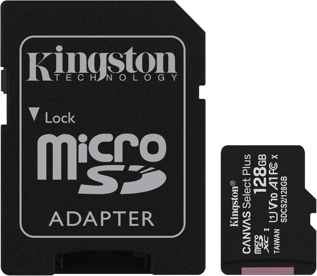 Kingston 128GB Canvas Select Plus microSDXC Card | Up to 100MB/s | A1 Class 10 UHS-I | with Adapter | SDCS2/128GB
