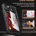 Vihibii for iPhone 15, iPhone 14, and iPhone 13 Case with Card Holder (4 Cards) [RFID Blocking] & Slide Camera Cover, Military Grade Drop Protection, Rugged Hard Back & TPU Silicone Phone Case, Black