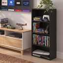 Furinno Basic DVD Shelf, 4-Tier CD Rack, Media Shelf, Espresso, 4-Tier, 7.3 x 16.6 x 35