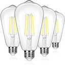4-Pack Vintage 8W ST64 LED Edison Light Bulbs 100W Equivalent, 1400Lumens, 5000K Daylight White, E26 Base LED Filament Bulbs, CRI 90+, Antique Glass Style Great for Home, Bedroom, Office, Non-Dimmable