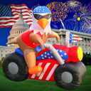DomKom 6 FT Patriotic Independence Day 4th of July Memorial Day Inflatable Outdoor Decoration, Bald Eagle Sitting on Motorcycle, LED Lights Holiday Blow Up for Fourth of July Party Garden Yard Lawn, Large