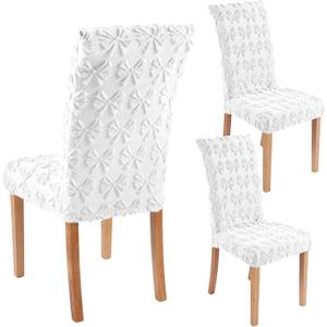 VitalCozy Cream White Bow Chair Covers Set of 2 Coquette Room Decor Cute Faux Fur Chair Back Covers Soft Beige Seat Slipcovers for Dining Room Kitchen Wedding Party Decor