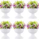 NUPTIO 6 Pcs Classic Urn Planter, 10.23 inch Tall Large Plastic Outdoor Urns Planters, Pedestal Flower vases Plant Pot, Resin Grecian Plants Pots for Garden Porch Front Door, White