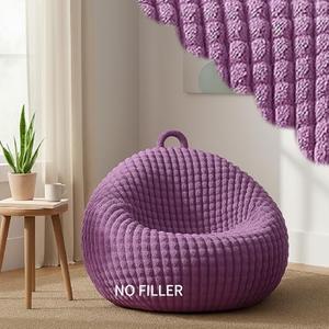 Honeydak Bubble Faux Fur Stuffed Animal Storage Bean Bag Chair Cover (No Filler), Bubble Plush Stuffed Bean Bag Chair Cover Without Filling for Home Bedroom Decor Organizing (L,Purple)