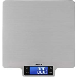 Taylor 22lb Ultra-Precise Digital Stainless Steel Household Kitchen Scale, One, Silver