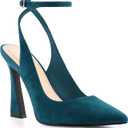 Womens Closed Toe Ankle Strap Heels Pointed Toe Pumps Shoes Slingback High Heel Wedding Dress Shoes (6, Peacock)