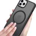 Gyizho Magnetic Case for iPhone 11 Pro Case [10FT-Grade Drop Tested & Compatible with MagSafe] Translucent Matte Back, Anti-Fingerprint Anti-Scratch 5.8 Inch, Black