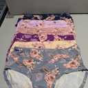 Womens Underwear Ladies Panties Mid High Waist Briefs for Woman Floral Print Pantys 6-Pack (XXL)