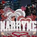 Marry Me Light Up Letters, Marquee Letters 4 Feet Tall with Rose Petals for Proposal Engagement Wedding Party, Romantic Decorations Will You Marry Me Sign for Wedding Decorations