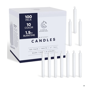 Candle Charisma 100 White Spell Candles - 4" Unscented Paraffin Chime Candles, Smokeless & Dripless, Colored Candles, 1.5 Hours Burn Time 0.4" Thick Taper Candles for Rituals, and Parties