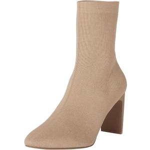 The Drop Women's Jane High Heel Pull-on Sock Boot (7.5, Taupe Knit)