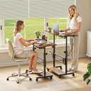 Portable Rolling Standing Desk, 32 In Adjustable Height Mobile Stand Desks, 15.8"D x 31.5"W x 38.4"H