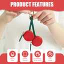 3 x Fruit Coin Purse Keychain Mini Coin Keybag, Stocking Stuffers for Women Purse Charms for handbags, Mini Cute Fruit Charm Leather Zipper for Wallet, Bag and Handbag Decor for Women (Cherry)