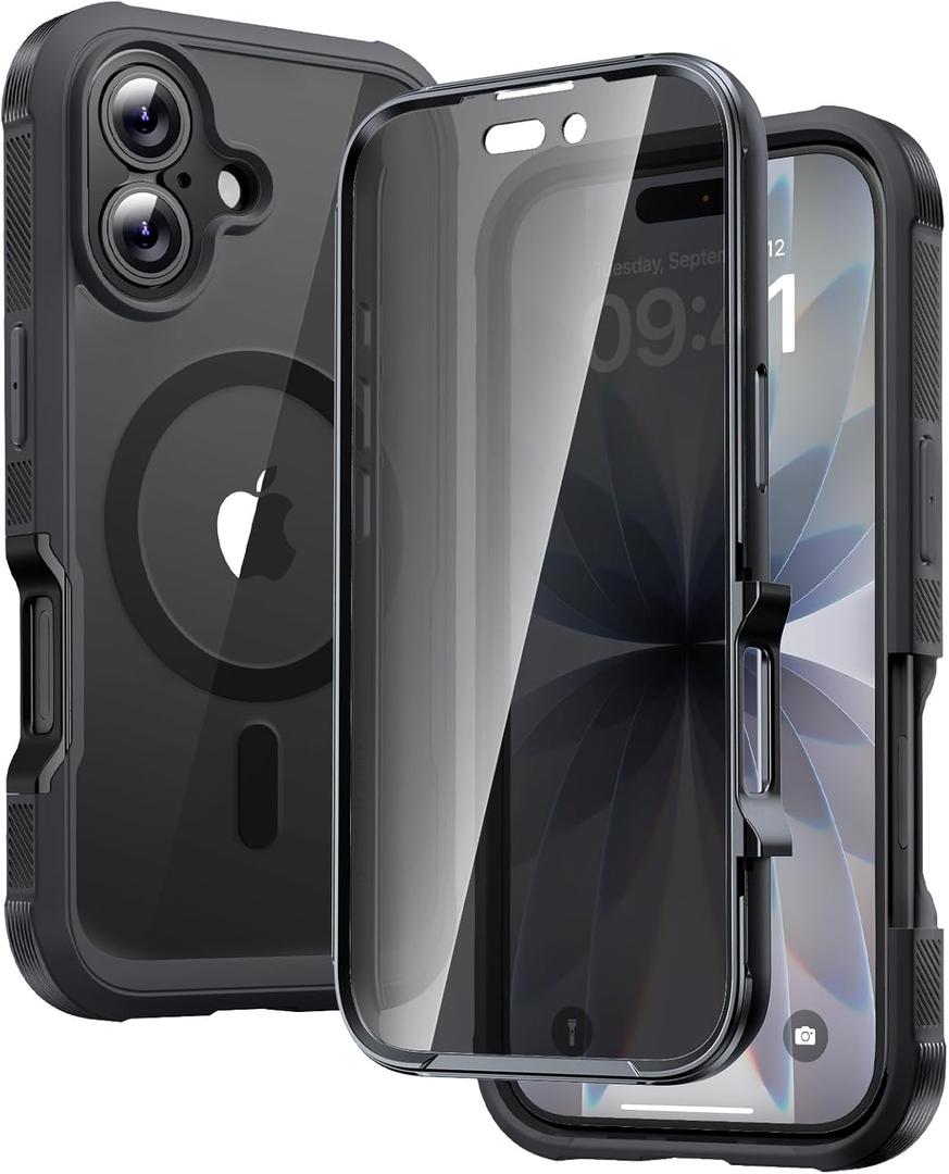 Diaclara Magnetic Designed for iPhone 17 Case 6.3'' [Full Camera Protection] Full Body Bumper,[Compatible with MagSafe] Phone Case w/Built-in Privacy Screen Protector,Black