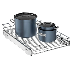 OCG Pull Out Cabinet Organizer (15" W x 21" D), Pull out Drawers, Cabinet Pull Out Shelves for Base Cabinet Organization in Kitchen Bathroom Pantry, Bottom Mount, Chrome Finish