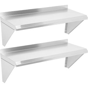 Stainless Steel Shelf 12" x 24" - 2 Pack, 250LBS Wall Mounted Commercial Stainless Steel Shelves, Stable Stainless Wall Shelf for Kitchen, Bar, Restaurant and Garage
