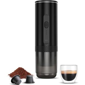 Portable Espresso Maker, Electric Espresso Machine for Travel, Camping, Rechargeable USB-C Mini Coffee Maker for NS Capsule Pods and Ground Coffee, Matte Black