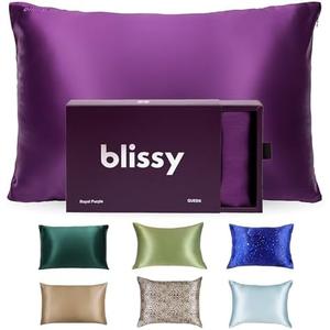 Blissy Silk Pillowcase - 100% Pure Mulberry Silk - High-Grade Fibers - Silk Pillow Cover for Hair & Skin - (Size 20x25, Purple)