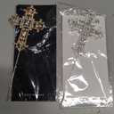 Honbay 2PCS Sparkly Cross Cake Topper Classy Alloy Crystal Rhinestones Cross Cake Decoration for Easter Religious Party First Holy Communion Baptisms Valentine's Day Wedding Christenings Decorations