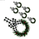 Christmas Wreath with Ribbon Bow for Front Door - Festive Holiday Decoration with Red and Green Pine Accents